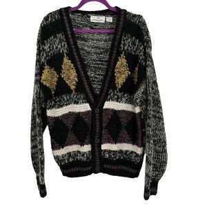 Circola Moda Vintage Cardigan Sweater Medium Black
